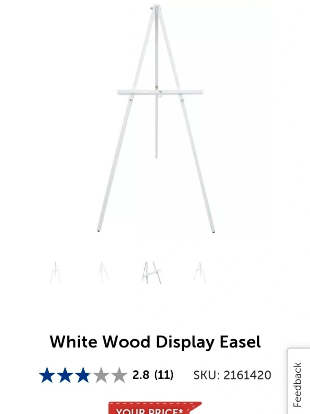 White Wood Display Easel - White